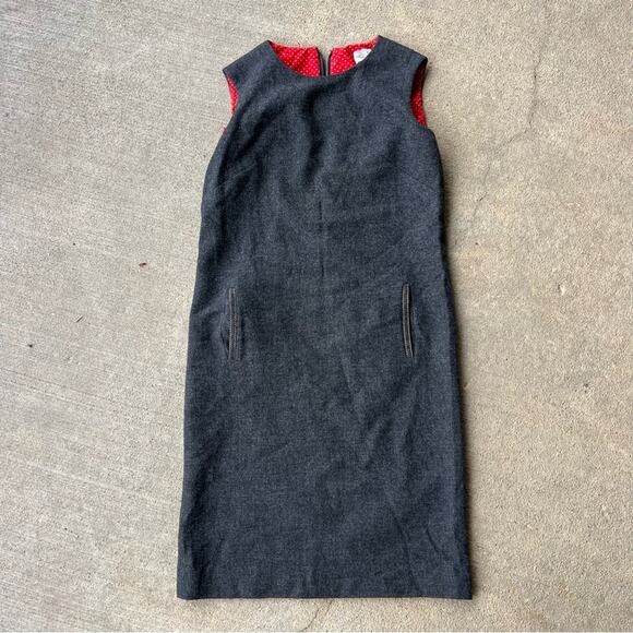 Vintage 60s Pendleton Woolen Mills Gray Wool Boat Neck Sleeveless Sheath Dress - Picture 2 of 13